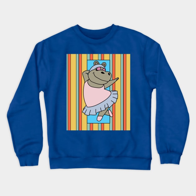 Dancing Ballerina Ballet Hippopotamus Crewneck Sweatshirt by flofin